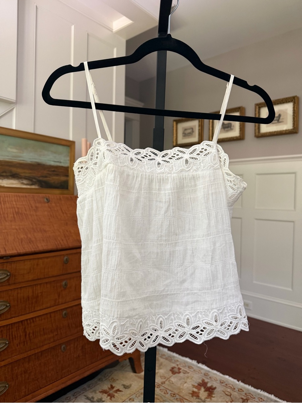 BB Dakota White Lace-Trim Cotton Camisole